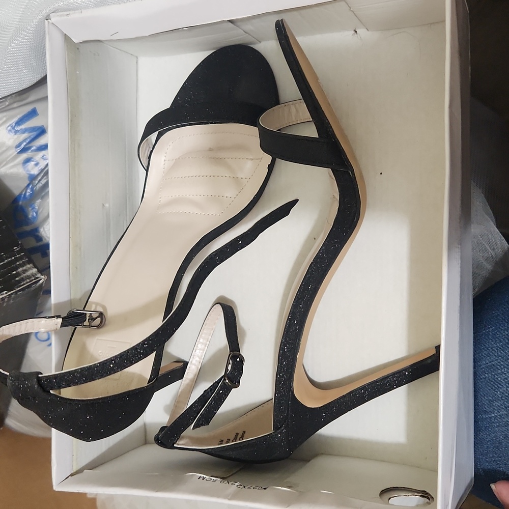 Black glitter heels size 8.5 David's bridal